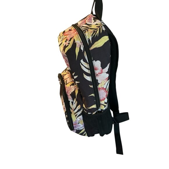 Volcom Backpack Black Floral 6” Base School Travel Zip Lightweight Ladies Teens - Picture 2 of 7